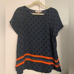Loft short sleeved blue and orange top